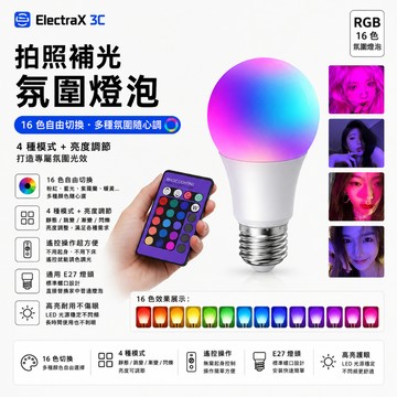 🔥臺灣現貨🔥 rgb燈泡 彩色燈泡 變色燈泡 e27 燈泡 led 電燈泡 七彩燈泡 房間氣氛燈 氛圍燈 氣氛燈