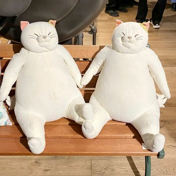 真愛日本 宮崎駿 吉卜力 公園限定 貓的報恩 胖胖 造型玩偶 棉柔 娃娃 布偶 靠枕 抱枕 禮物