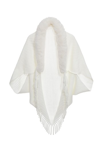 蓬鬆毛絨織紋披肩