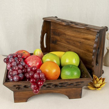 泰國實木果盤家用客廳茶幾高端大氣零食糖果擺盤復古新中式水果盤