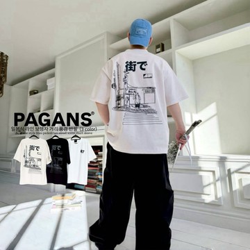 【PAGANS STORE】韓國 日系 City boy 人行 街景 街頭 印花 標語 短袖 短Tee