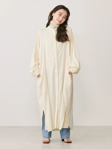 側開衩喇叭寬版連身襯衫洋裝(HC41L0H0300) - AMERICAN HOLIC