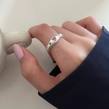 An:Sr—「韓系 愛心鑽石 戒指」太空 可愛 可調節 愛心 彩色 飾品 戒指B0020