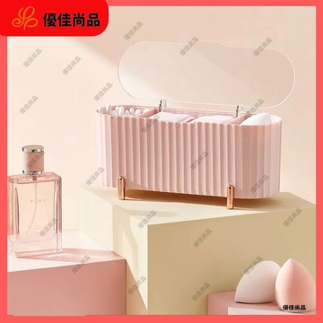 ✨台灣出貨✨桌面防塵化妝品棉簽收納盒  透明帶蓋收納架  卸妝棉美妝蛋口紅整理盒