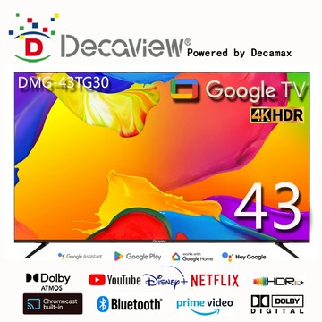 DECAVIEW 43吋 高階4K 量子點 HDR10+ Google TV認證 聲控AI智慧聯網液晶電視(無邊框設計)