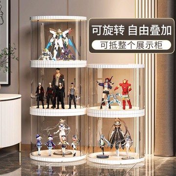 新品上市!!熱門爆品！！旋轉手辦樂高展示櫃 模型陳列架 亞克力仿玻璃積木高玩收納櫃 旋轉展示櫃