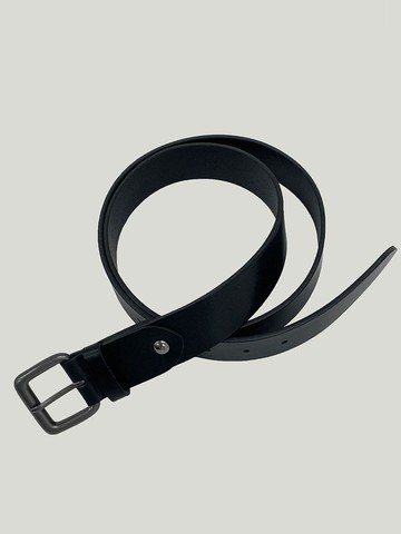 Basic Square Leather Belt _ Black