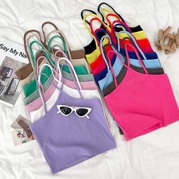 設計感性感百搭交叉修身顯瘦短款吊帶背心打底衫上衣女夏季新款