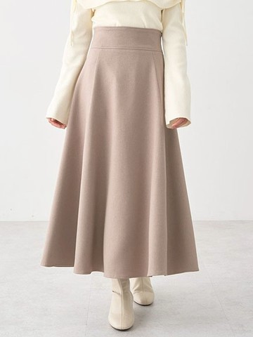 素面/格紋後繫帶喇叭剪裁長裙(01000920400) - earth music&ecology