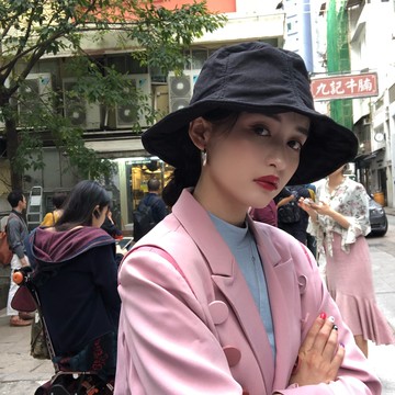 帽子女日系休閑大檐漁夫帽夏季戶外遮陽帽棉麻韓版百搭小清新盆帽1入