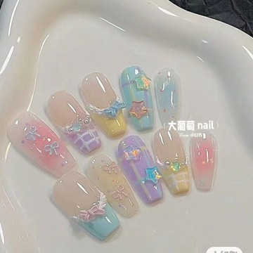 🎀48H出貨🎀 手工穿戴甲 指甲貼片 美甲貼片 穿戴美甲 夏日少女 貼片 美甲片 蝴蝶結 可愛 新款 穿戴甲 學生