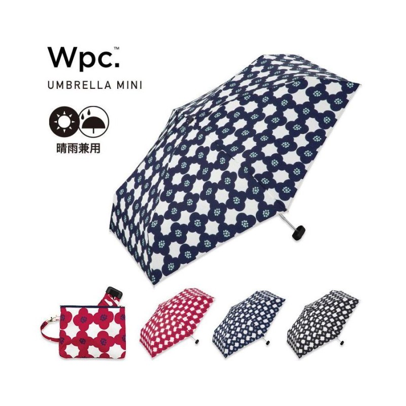 Wpc. 雨傘 フラワーバンダナmini ネイビー 折りたたみ傘 レディース 