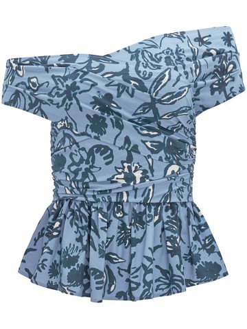 Altuzarra - Pella floral-print off-shoulder top - women - Cotton/Polyester - 38 - Blue