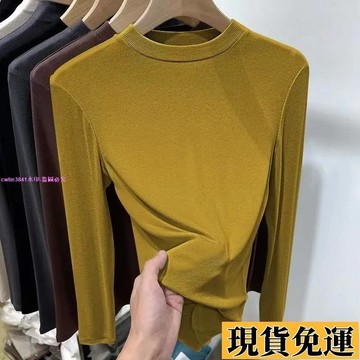悅裳💎低價免運💎新款純色內搭衣 打底衫 半高領打底衫 女春秋減齡上衣 修身顯瘦長袖T恤 內搭上衣 女裝 長袖 內搭衫