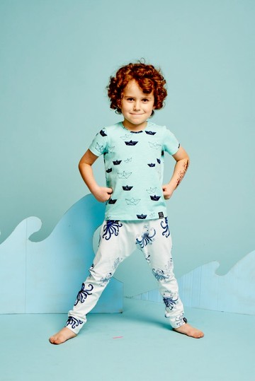 2015春夏 kukukid 湖水綠滿版帆船棉質上衣