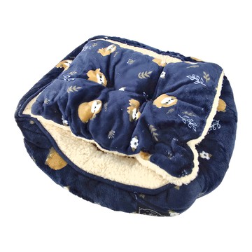 Dogfeet 舒眠方形睡床 柔軟可愛的樹懶陪伴 內墊可拆 可機洗或手洗 底部隔潮防滑設計  樹懶靛藍  S ( 47 x 37 x 12cm )  1個