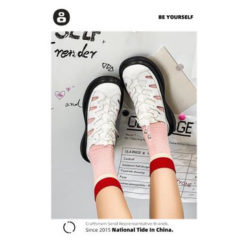 呂主人2025新款春夏季包頭涼鞋女鏤空休閑百搭厚底白色羅馬沙灘鞋