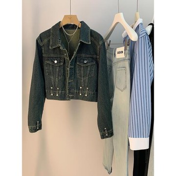 短款牛仔外套女2025秋季新款長袖chic港風寬松休閑夾克bf時尚上衣