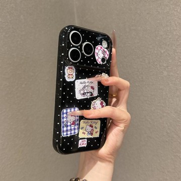 格紋kt貓適用蘋果17手機殼iPhone16promax全包15大視窗14/13/12女