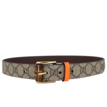 GUCCI 古馳  GG Supreme 竹結仿古釦環防水布皮帶(80cm)