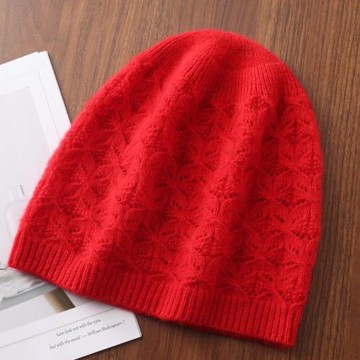 100%純羊絨帽子女秋冬韓版鏤空保暖防寒休閑百搭潮月子包頭毛線帽