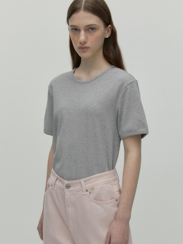 Rib Semi Slim Fit T-shirt_Gray