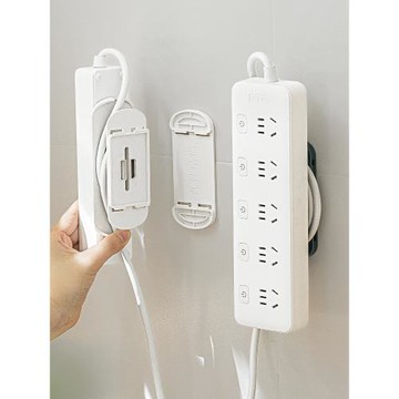 排插固定器數據線收納神器電線插座路由器插排壁掛式墻上貼置物架