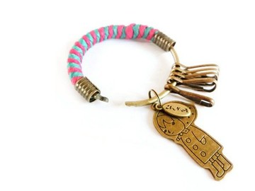 鑰匙圈(中)6CM 下單處 可開式 手工編織 腊繩 鐵環 客製化