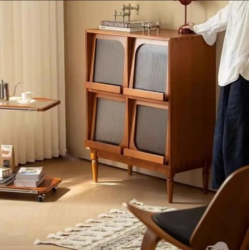 【免運】實木餐邊櫃 簡 藤編櫃 碗櫃 邊櫃 儲物櫃 日式書櫃北歐實木雜誌櫃客廳沙髮收納櫃儲物櫃複古置物櫃展示邊櫃 快速出貨