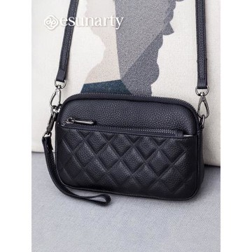 手拿包女式2026新款時尚真皮菱格單肩包可放手機輕便斜挎小包包