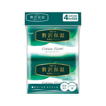 日本大王 elleair 奢侈保濕柔霜面紙12抽x4包入-薄荷草本 隨身包