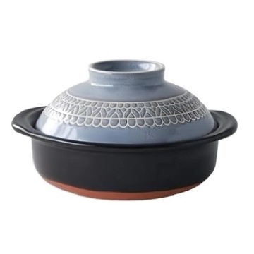 SAJI 佐治陶器 1人食土鍋/湯鍋 蕾絲紋款 950g  18.5cm  1個