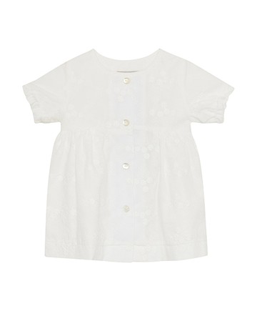 花朵刺繡白色短袖洋裝74cm