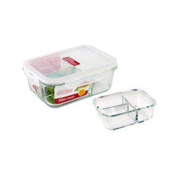 樂扣樂扣 3分隔耐熱玻璃保鮮盒長方形1L