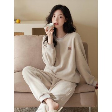 【抗靜電】睡衣女冬季珊瑚絨加厚加絨保暖秋冬法蘭絨可外穿家居服
