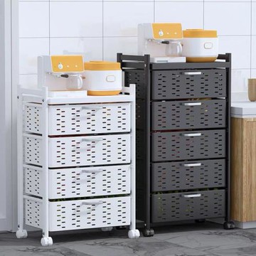 廚房蔬菜收納置物架帶抽屜多功能落地夾縫儲物柜多層水果蔬菜籃子