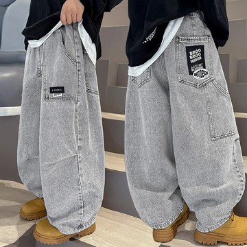 【中大男童】帥氣拼接口袋壓褶牛仔褲