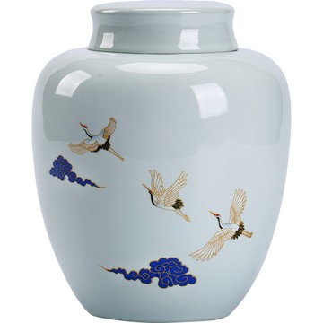 遠舍官窯白茶陶瓷茶葉罐子大號密封罐普洱黑茶存儲茶罐家用醒茶罐