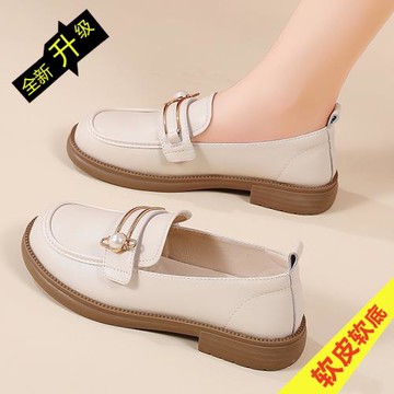 樂福鞋女2025新款春秋爆款女鞋子真皮超軟底單鞋百搭英倫風小皮鞋