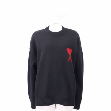 AMI PARIS Red Ami De Coeur 愛心A黑色美麗諾羊毛圓領針織衫 毛衣