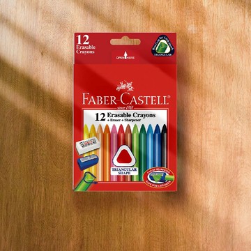 Faber-Castell 三角擦擦蠟筆-12色(原廠正貨)