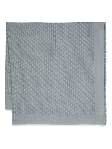 FENDI - FF-jacquard fringed scarf - women - Wool/Silk - One Size - Grey