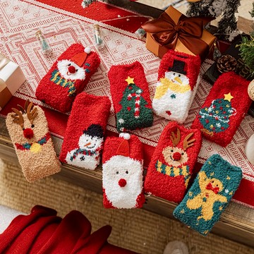 韓版聖誕襪 聖誕襪子 節慶襪子 聖誕中筒襪 聖誕老人襪 動物襪 珊瑚絨聖誕襪 聖誕襪 台灣出貨 台灣賣家