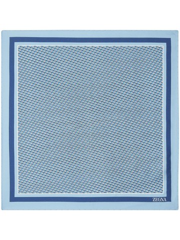 Zegna - silk printed pocket square - men - Silk - One Size - Blue