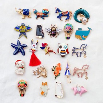 復古中國獅子大象蜜蜂小馬貓咪風箏熱氣球女式胸針配飾品別針胸花