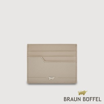 【BRAUN BUFFEL 德國小金牛】台灣總代理 格瑞克-F 6卡卡夾-杏色/BF586-151A-HM