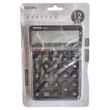 Kinyo 圓鍵12位元計算機  純粹黑  1個