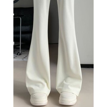 冰絲微喇叭褲女薄款夏季高腰窄版休閑闊腿褲小個子馬蹄拖地長褲子