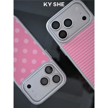 KYSHE新款閃亮銀色高清鏡頭膜適用iPhone17/16/15Promax蘋果手機鏡頭奢華鑲鉆保護貼膜防摔Plus納米攝像頭貼