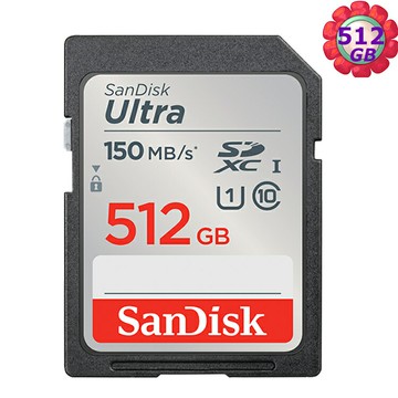SanDisk 512GB 512G SDXC Ultra【150MB/s】SD SDHC U1 C10 SDSDUNC-512G相機記憶卡｜滿額領券最高現折$220